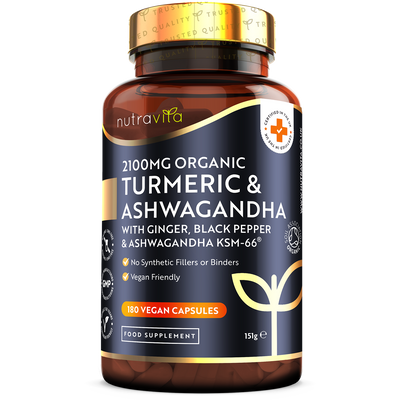 Organic Turmeric 2100mg & Ashwagandha KSM-66 ® with Ginger & Black Pepper